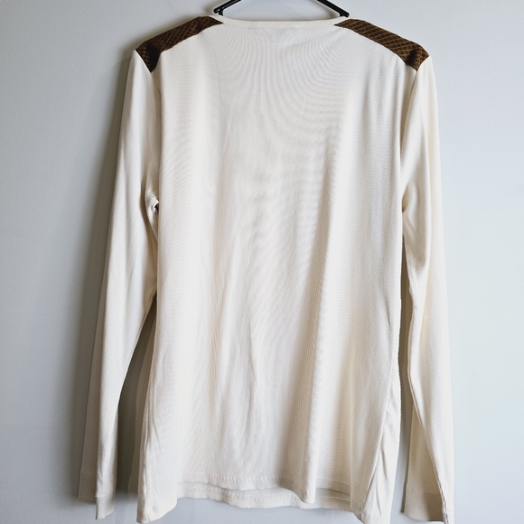 Lauren Ralph Lauren Cream Ribbed Long Sleeve Top w/Zipper Details Sz XL.C59 - Picture 5 of 12